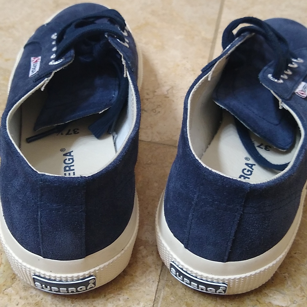 NWOT, Superga Navy Suede Sneakers - Picture 3 of 6